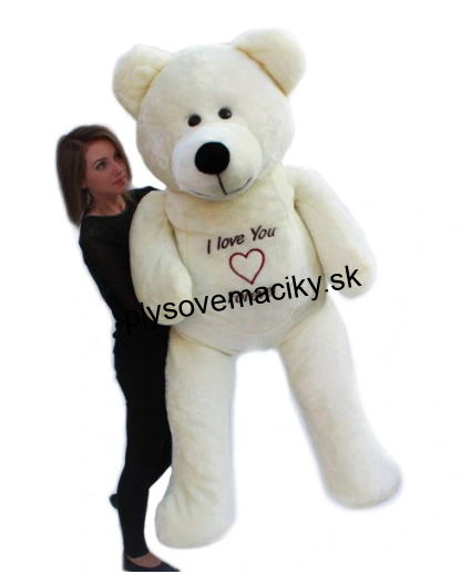 Veľký plyšový medveď I ♡ Love You Forever 180 cm Biely