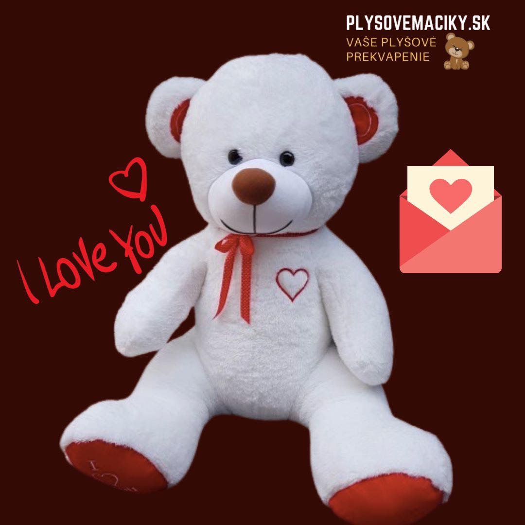 Veľký plyšový medveď I ♡ Love You 190 cm červeno - biela